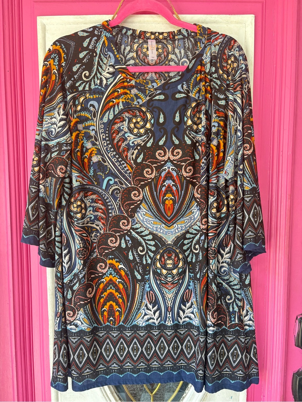 Women’s Navy Paisley Print Tunic Top